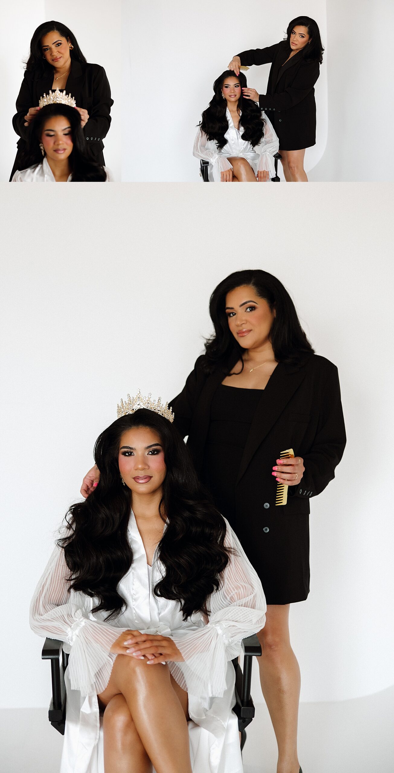 model gets crown during Hairstylist Brand Shoot