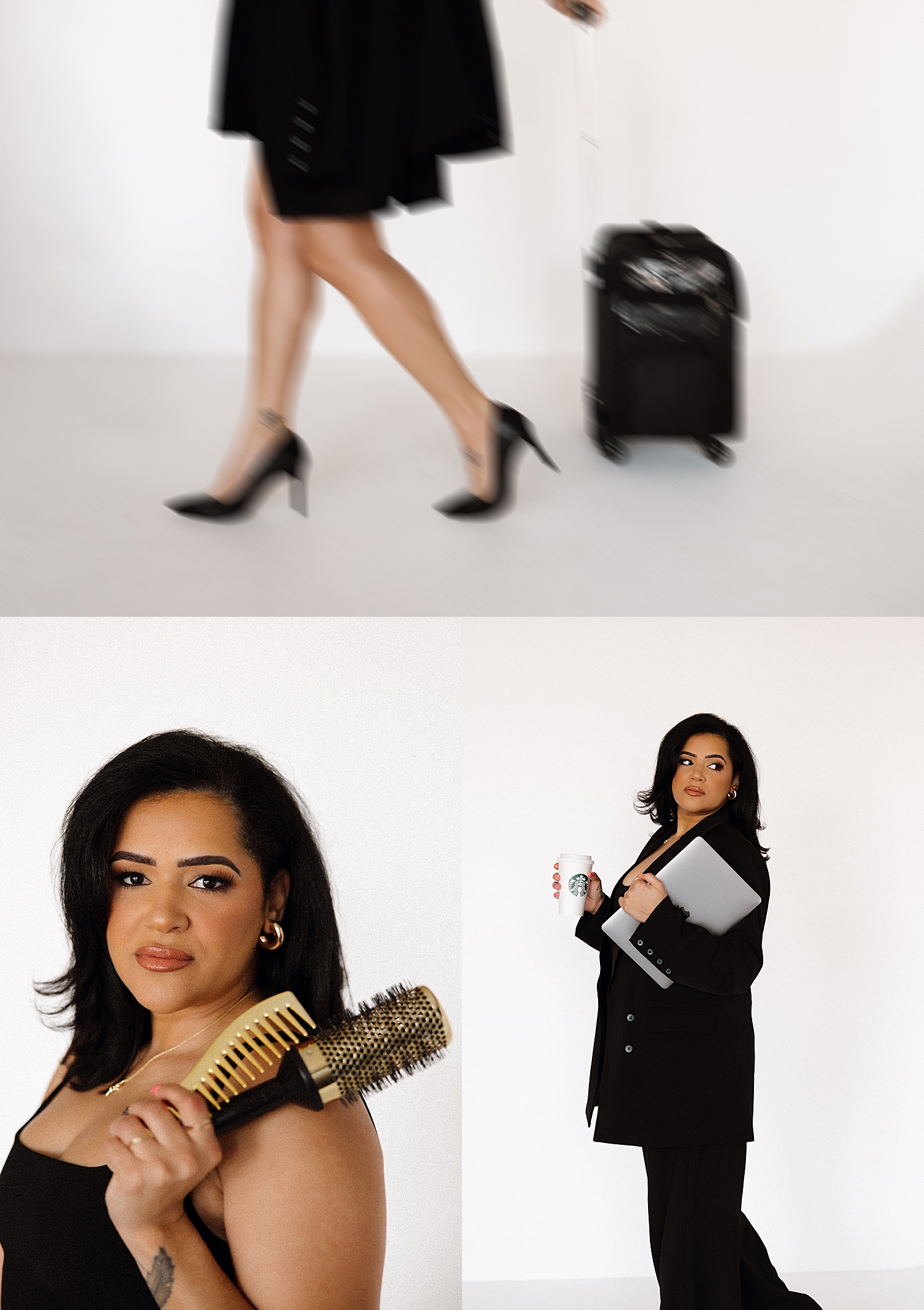 CEO of business hold starbucks in studio by Tampa boudoir photographer